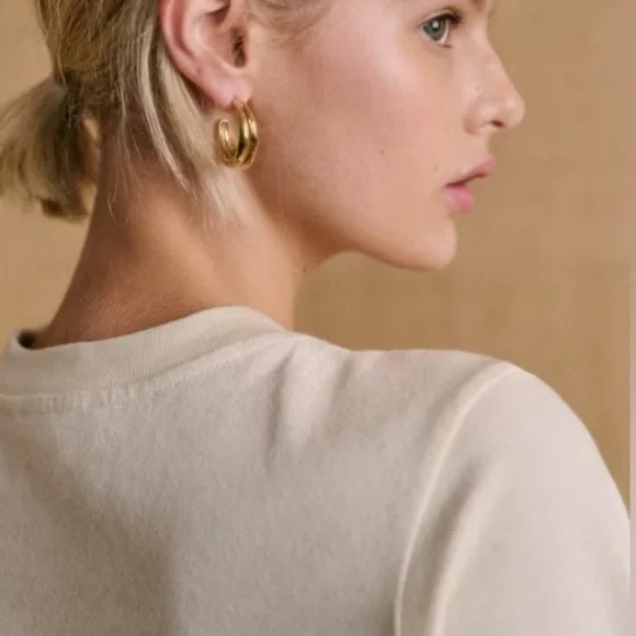 Sezane Emy Dress in Cream Button Shoulder 100% Organic Cotton Size XXL - Picture 4 of 10